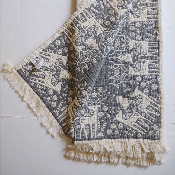 🎁PiuBelle Throw Blanket - Holiday Icons -Oatmeal & Charcoal- PiuBelle Christmas - Picture 6 of 11